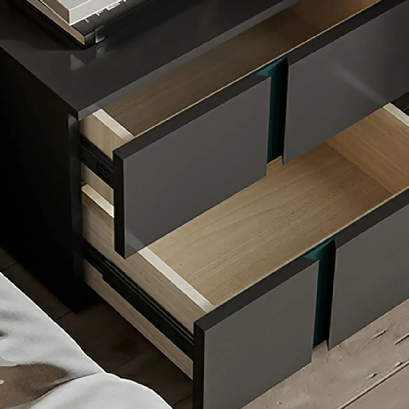Modern Handle Free Brown Wood 2-Drawer Nightstand