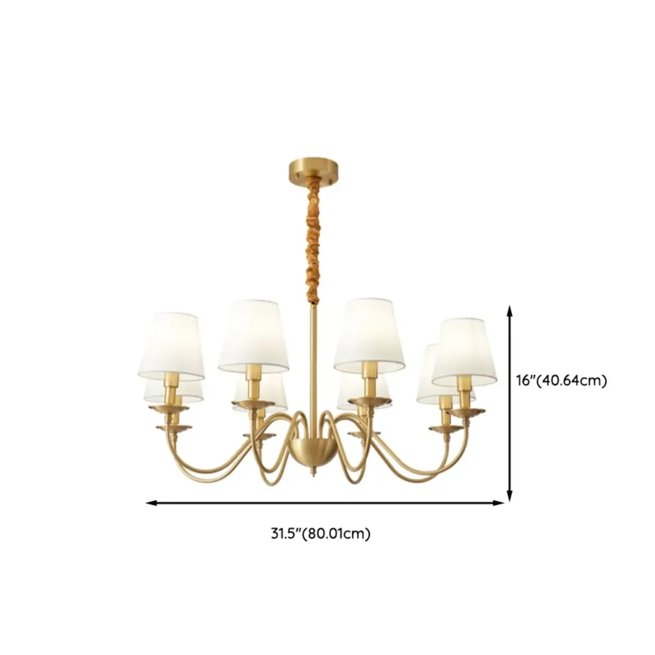 Elegant White Fabric Shade Classic Gold Chandelier