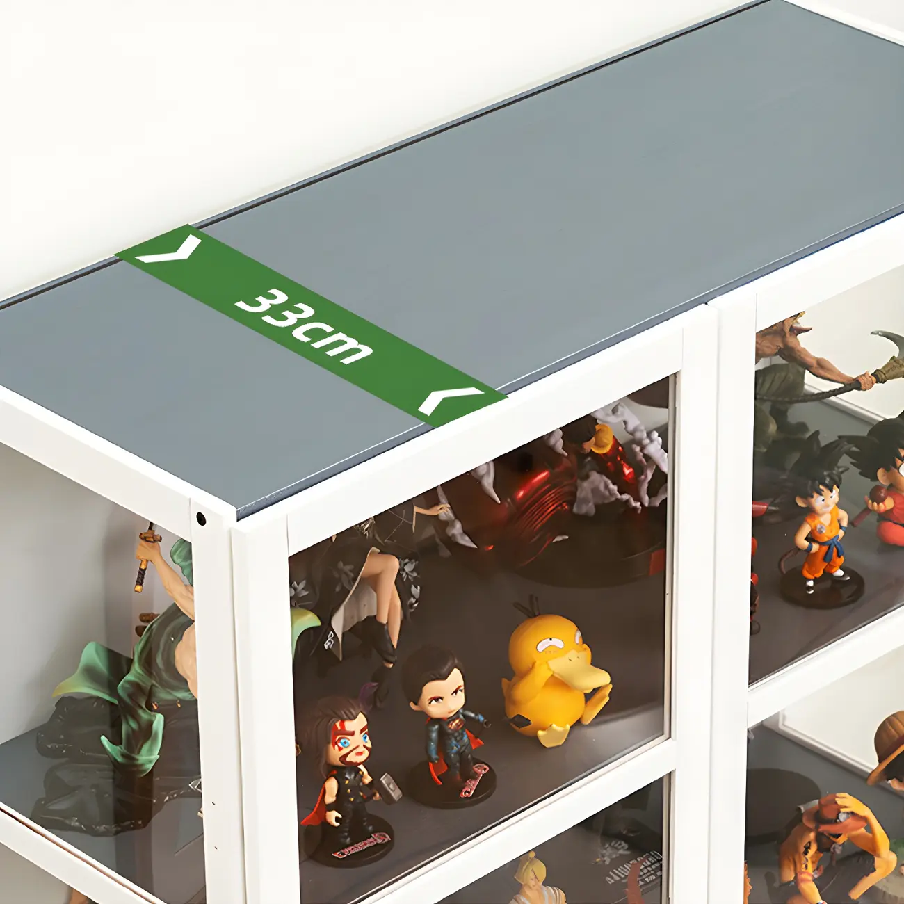 White Modern Bamboo Clear Figure Curio Cabinet