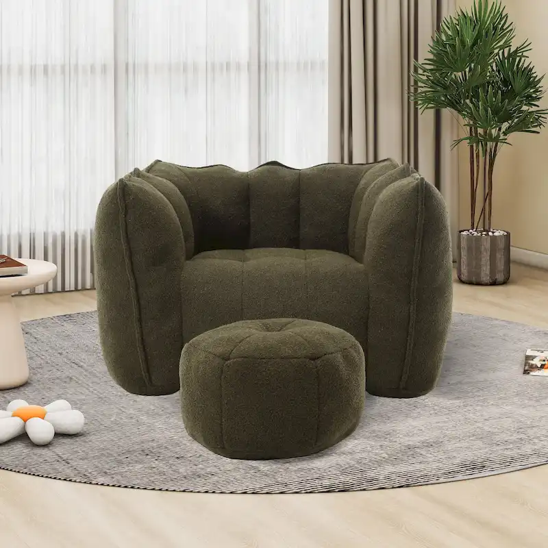Lazy Bean Bag Couch Chairs for Adults with Ottoman