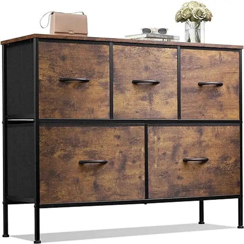 5-Drawer Fabric Dresser with Steel Frame