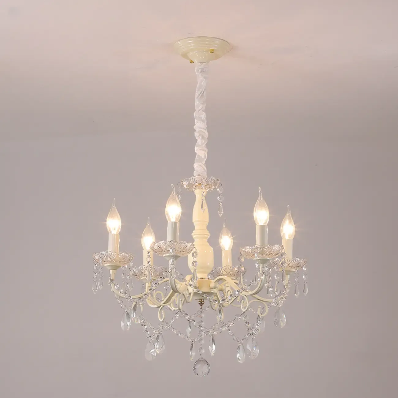 French Romantic Dimmable 8-Light Crystal Chandelier