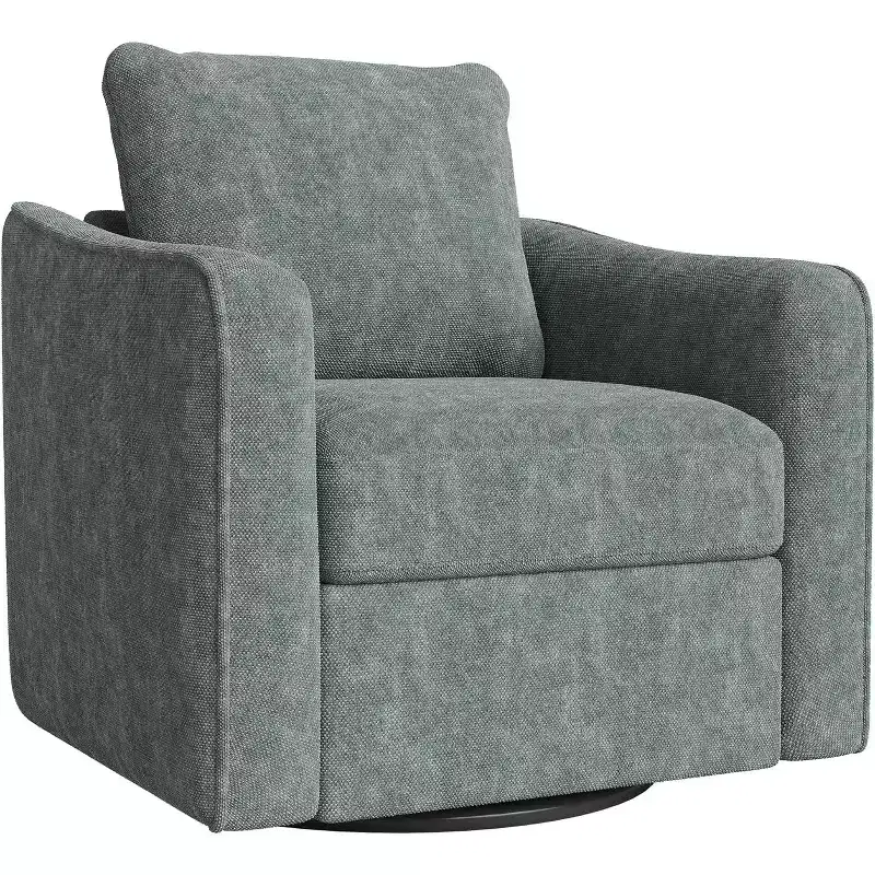 Acekool 360 Swivel Accent Chair, Ergonomic Backrest, Linen Upholstery, Steel Base, 440 lbs Support, for Living Room, Bedroom, Office