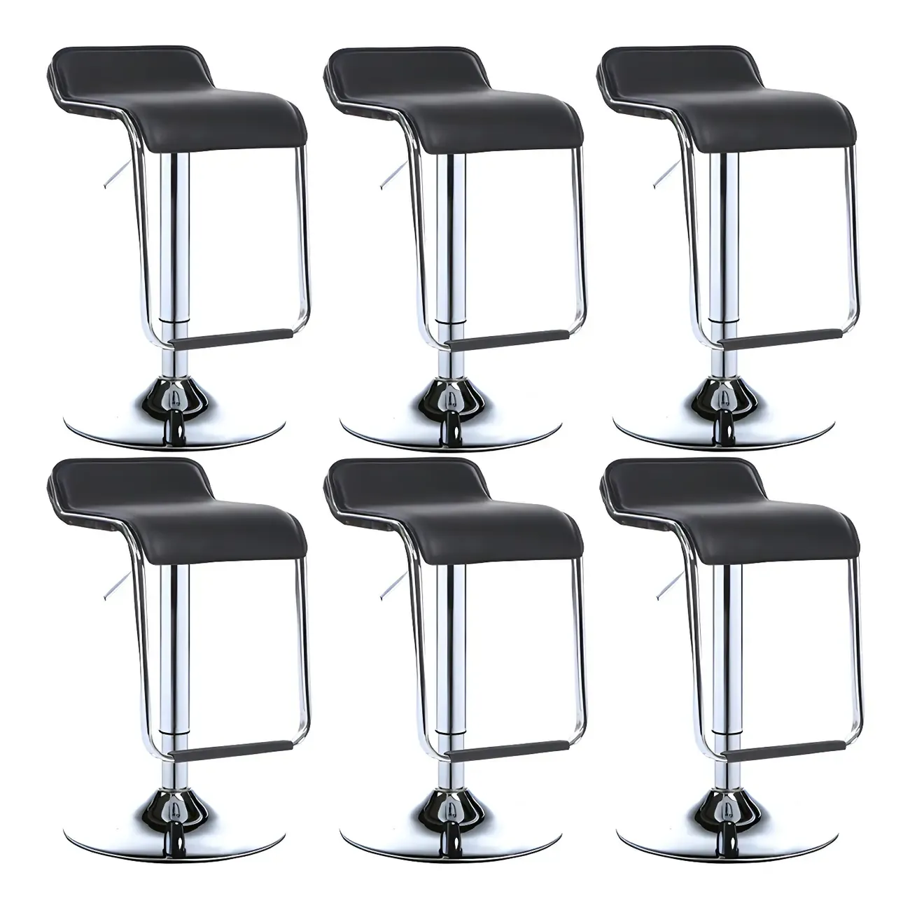 Modern Pedestal Swivel Bar Stool Adjustable Height Low Back Faux Leather