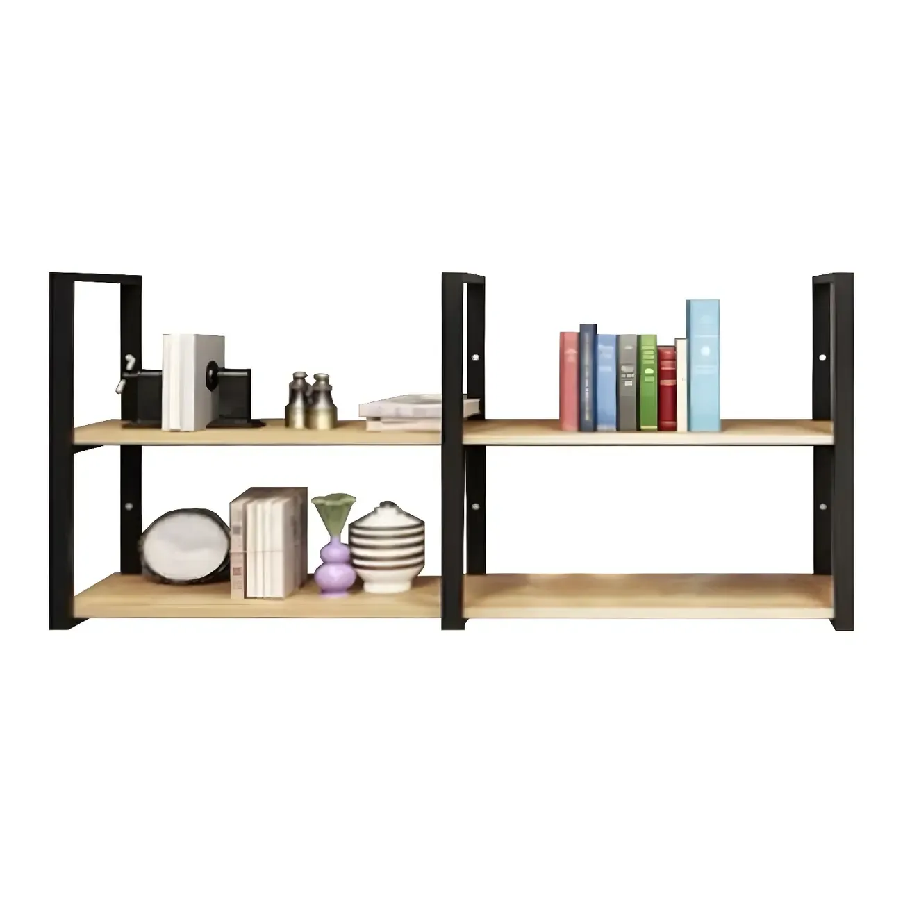 Industrial Wall-Mounted 3-Tier Wood Display Shelf