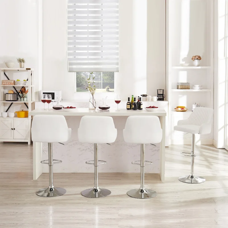 Javlergo Set of 4 Bar Stools Adjustable Counter Height Swivel Barstools with Back and Armrest
