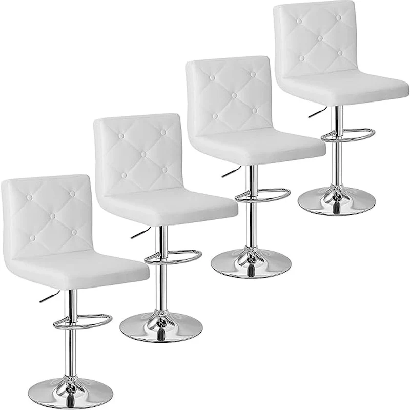 Javlergo Set of 4 Bar Stools Adjustable Swivel Counter Height Barstools with Back