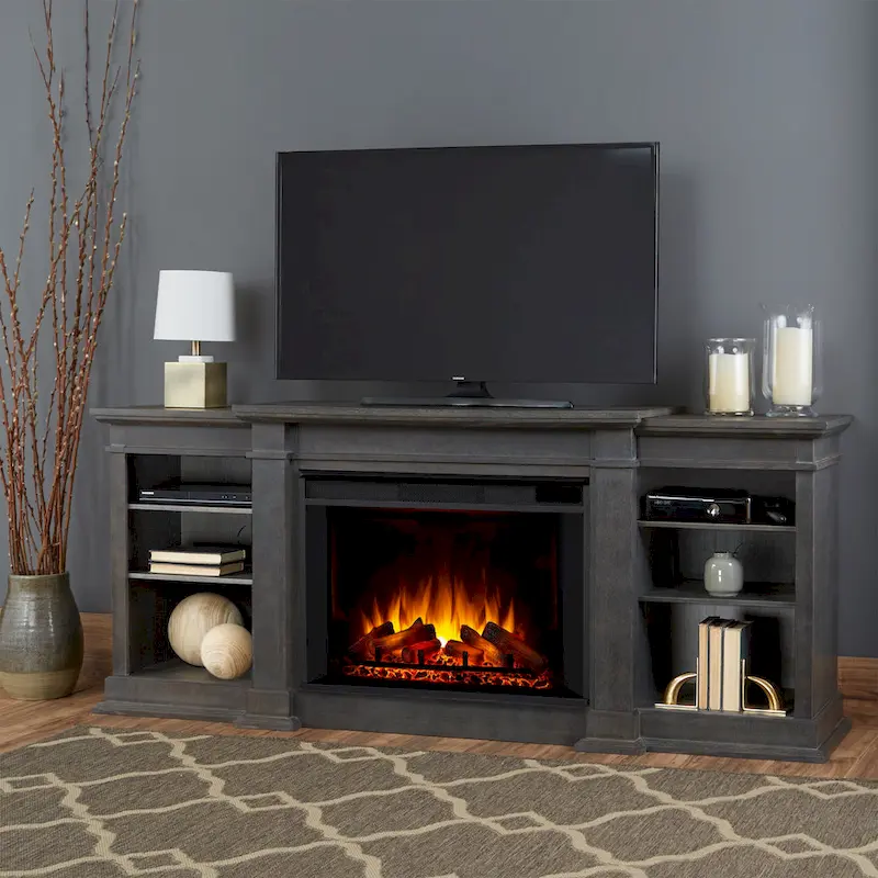 Eliot 81  Grand Antique Grey TV Stand Electric Fireplace by Real Flame