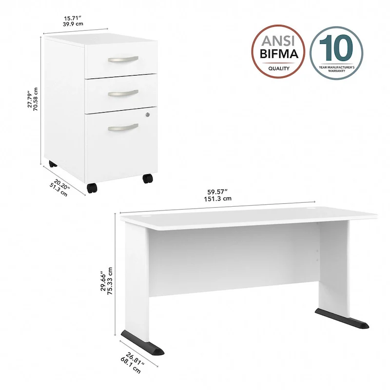 Studio A 60W Computer Desk with Drawers by Bush Business Furniture
