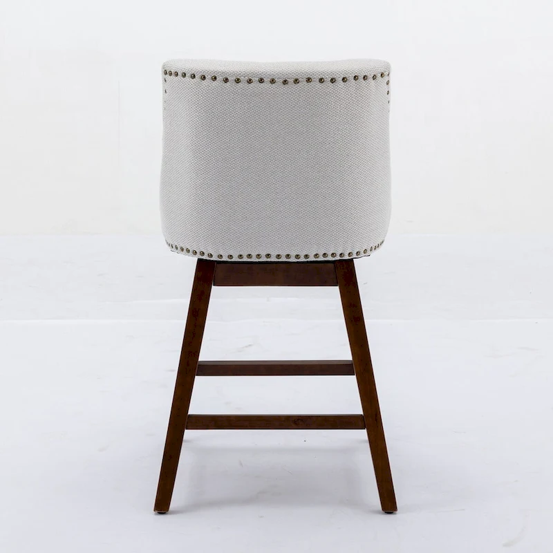 Counter Height Swivel Barstools, 26 H Seat Height Upholstered Bar Stools Set of 2, Fabric