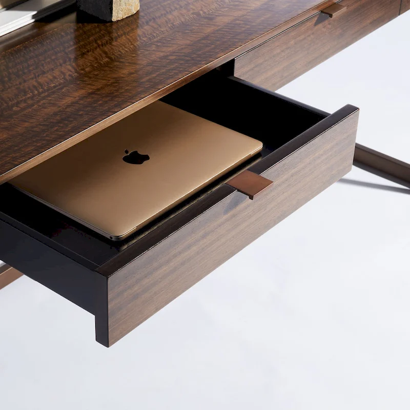 SAFAVIEH Couture Radunka 3-Drawer Smoked Eucalyptus Writing Desk