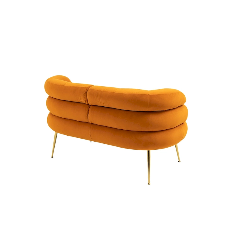 Velvet Upholstered Tubulous Accent Long Chair With Golden feet