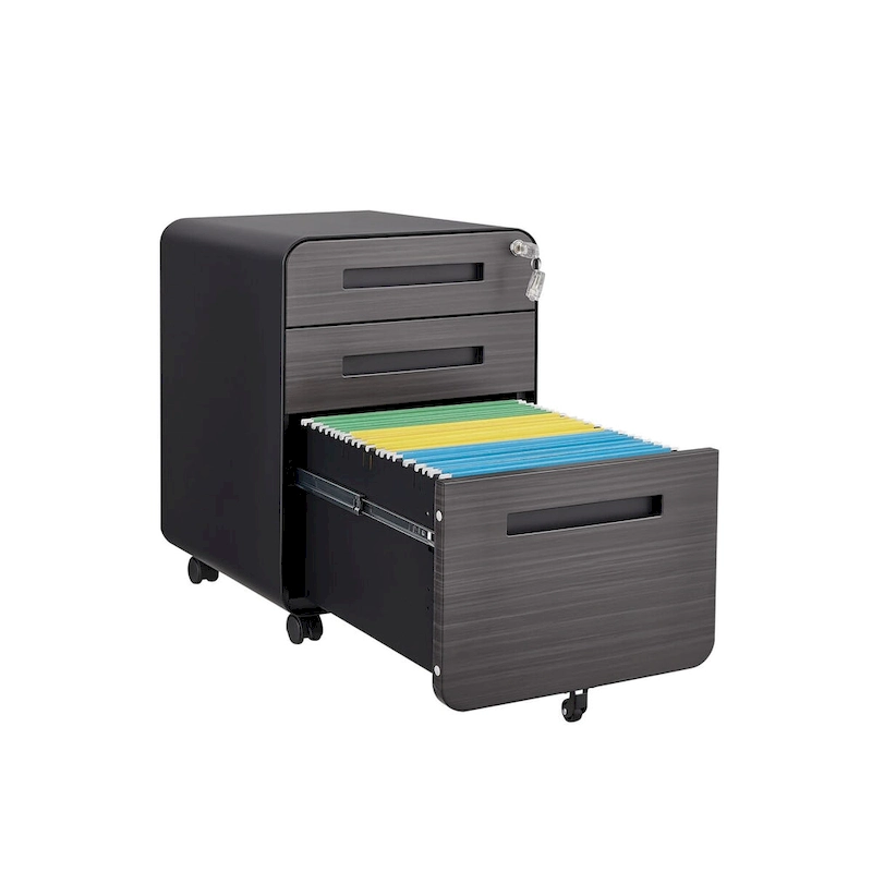 3-Drawer Mobile File Cabinet with 5 Wheel and Lock
