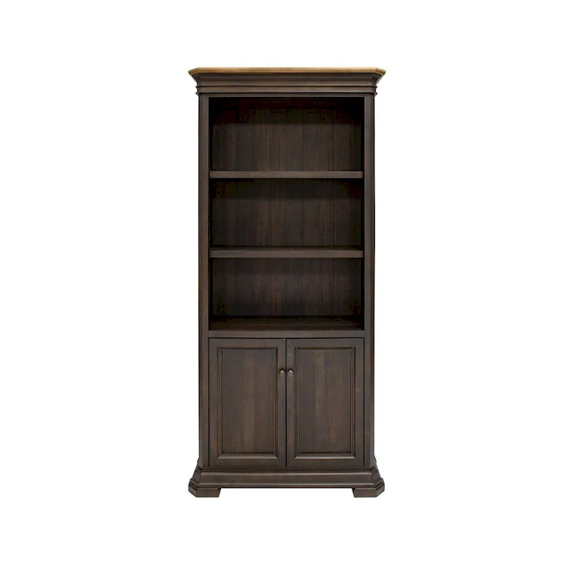 Executive Bookcase With Doors, Fully Assembled, Brown - 36W x 78H x 14D