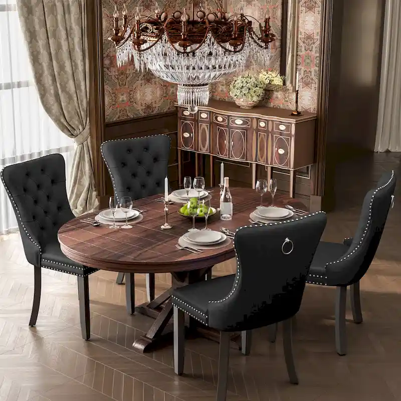 Modern Tufted Velvet Side Dining Chairs (Set of 4)