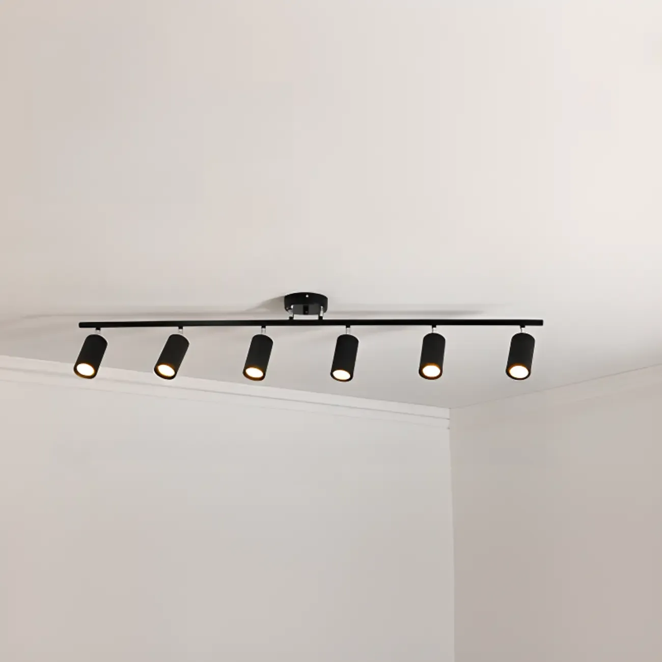 Modern Cylinder Semi-Flush Mount Metal Track Light