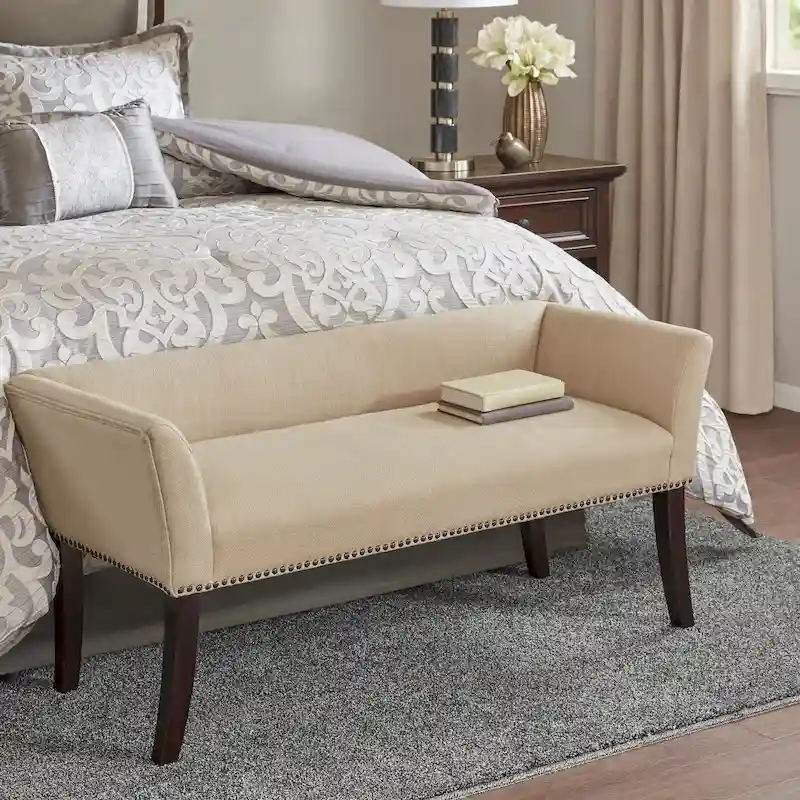 49.5 Upholstered Bench with Back & Wood Legs