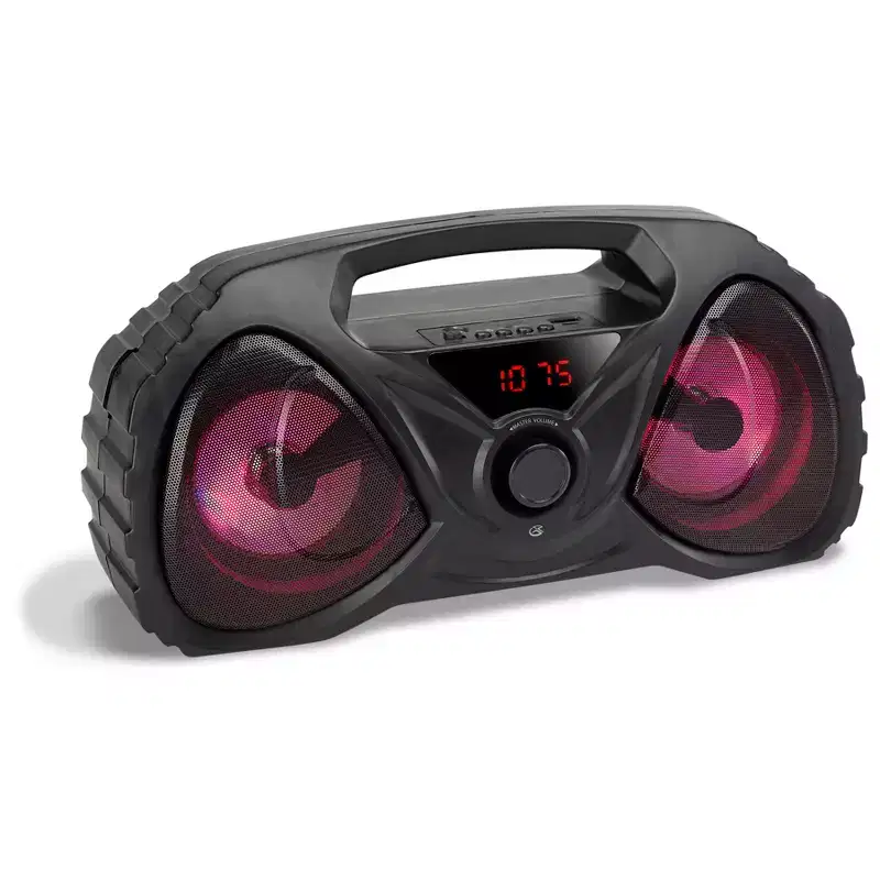 GPX Bluetooth Boombox with LED Lights and FM Radio, BB200B