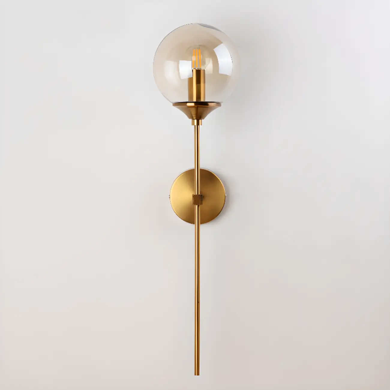 Modern Grey Glass Globe Metal Wall Sconce