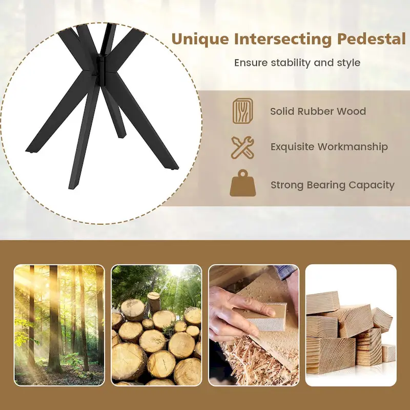 Costway Round Dining Table 36  Faux Marble Tabletop Rubber Wood Legs - See Details