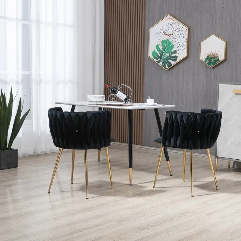 SEYNAR Modern Glam Velvet Dining Side Chair Set of 2 with Gold Metal Frame