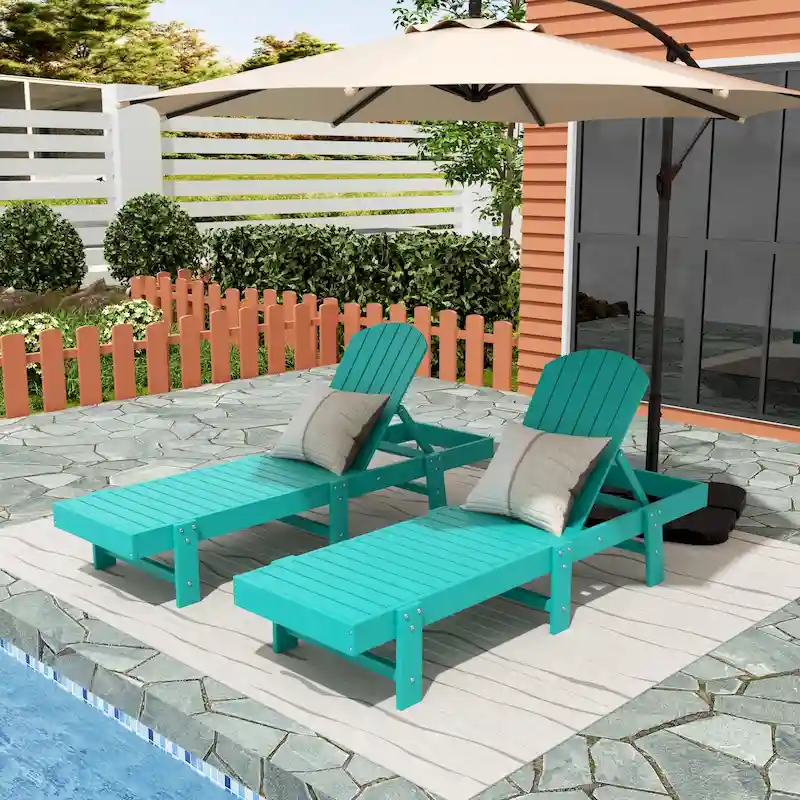 Polytrends Altura Armless Poly Eco-Friendly All Weather Reclining Chaise Lounge (Set of 2)