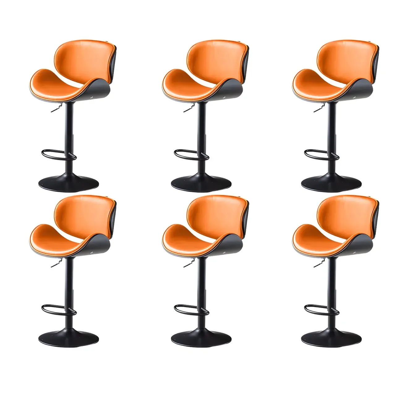 Arched Blackish Green Leather Swivel Adjustable Bar Stool