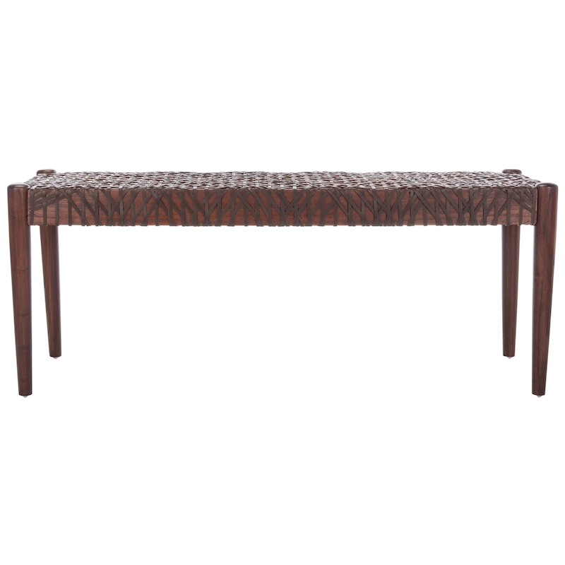 SAFAVIEH Mahalia Bandelier Wood & Leather Bench - 47 W x 16 D x 19 H - 47Wx16Dx19H