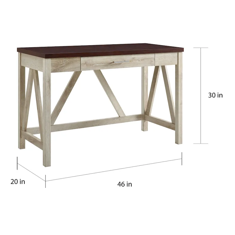 Paradise Hill A-Frame Writing Desk with Center Drawer – MDF & Laminate