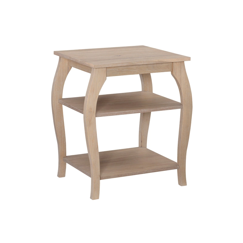 Ingrid Wood Farmhouse Side Table with 2 Shelves