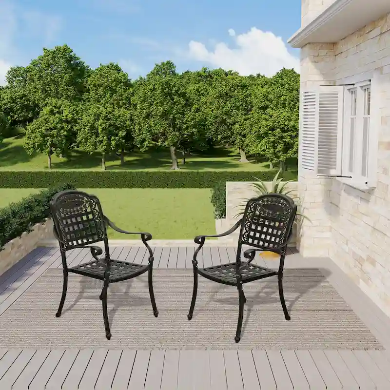 Clihome Cast Aluminum Patio Dining Chairs (Set of 2)