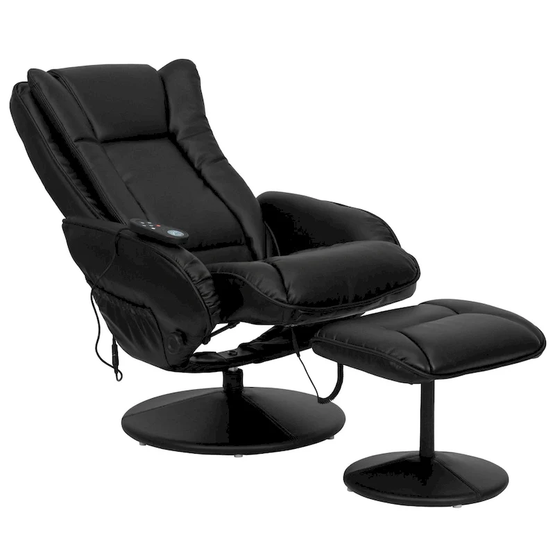 LeatherSoft Massaging Multi-Position Recliner w/Ottoman