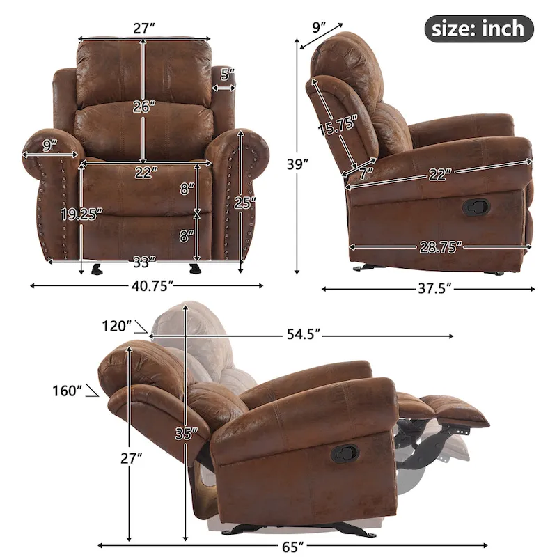 Charlie Bonded Leather Glider Recliner