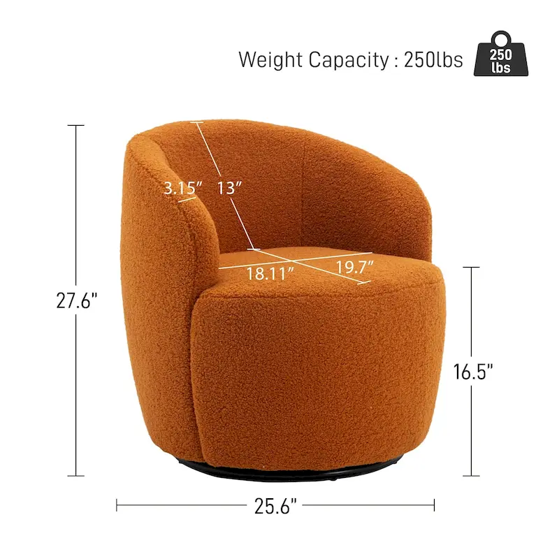 Ouyessir Modern Teddy Upholstered Swivel Barrel Chair(Set of 2)