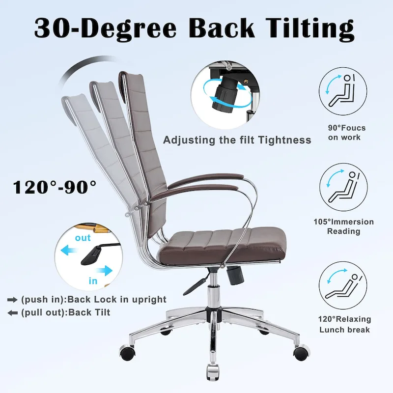 CAROCC Ribbed Computer Office Chair Adjustable Swivel High Back Desk Chair