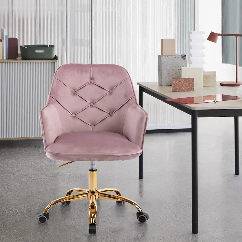 Velvet Swivel Office Chair with Adjustable Height