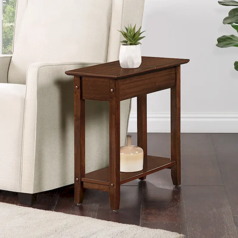 Flip Top End Table with Shelf