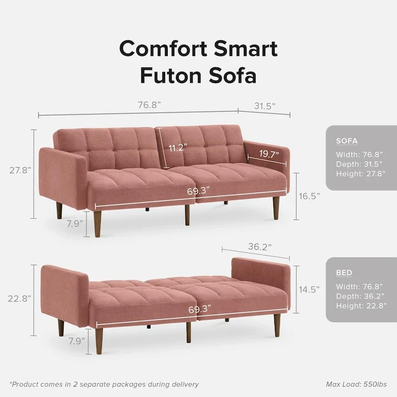 Mopio Aaron Futon Convertible Sofa Sleeper Futon