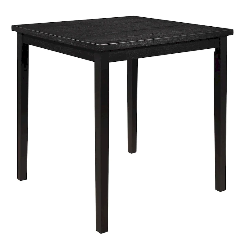36 Inch Counter Height Table, 4 Seater Square Top, Black Solid Wood