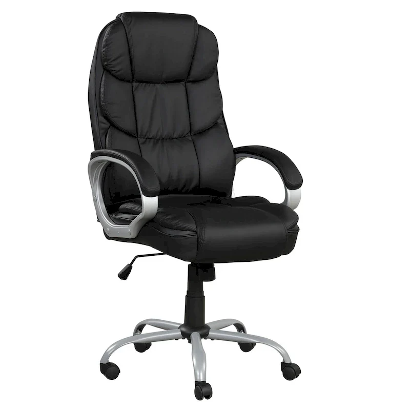 Mid-Back Ergonomic Office Chair - Black Faux Leather