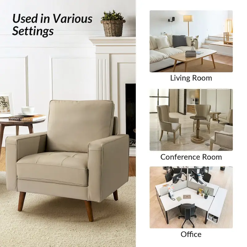 Elizabeth Mid-century Genuine Leather Arm Chair Set of 2 by HULALA HOME