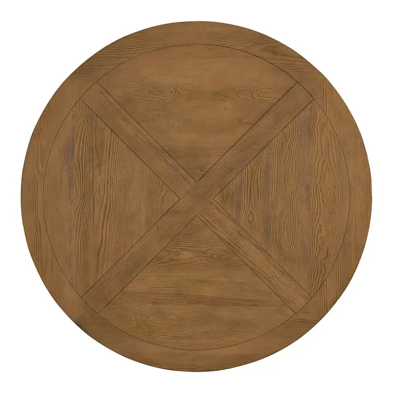 Benchwright Rustic X-base Round Pine Wood Rolled Back 7-piece Dining Set by iNSPIRE Q Artisan