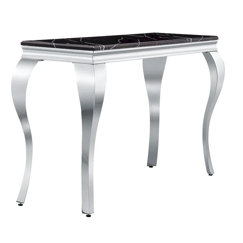 Console Table with Textured Top and Metal Legs
