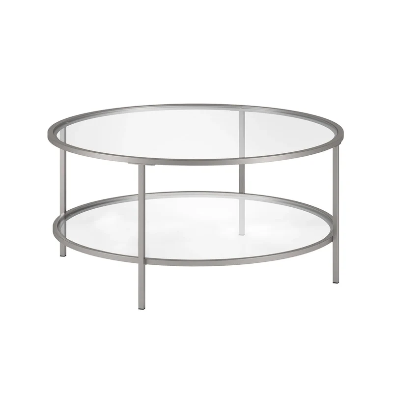 Sivil 36 Wide Round Coffee Table with Glass Top - 36 Wide