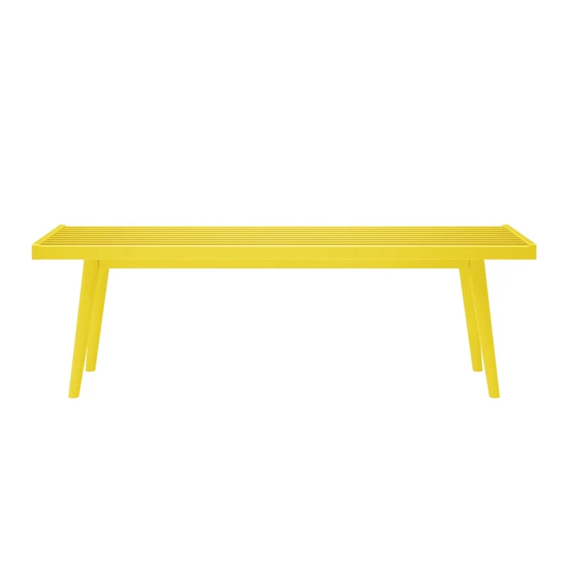 Mid Century Double Wood Entryway Bench - 56.3 L x 16.5 W x 17.5 H