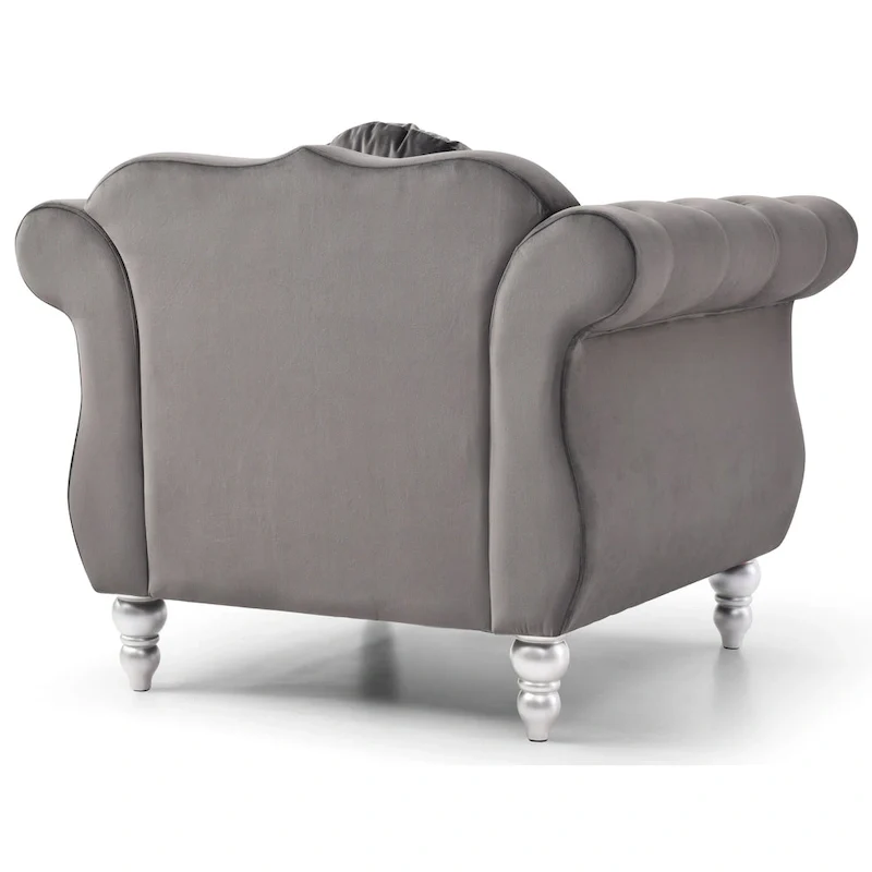 Green / Gray / Navy / Pink / Black / Burgundy / Ivory Velvet Club Chair with Nailhead Trim – Single