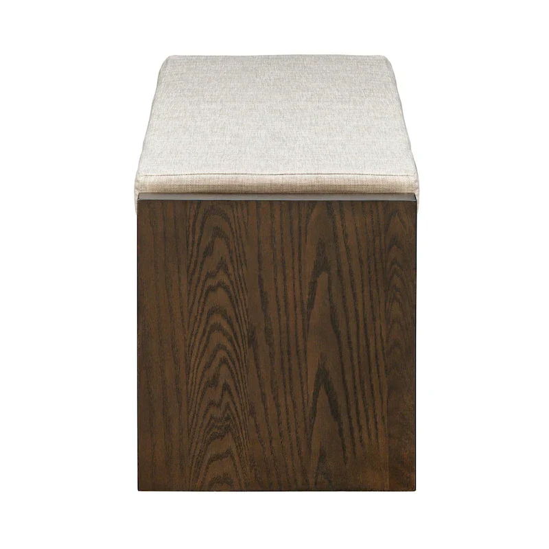 Wood Veneer Accent Bench with Lower Storage Shelf and Cushion