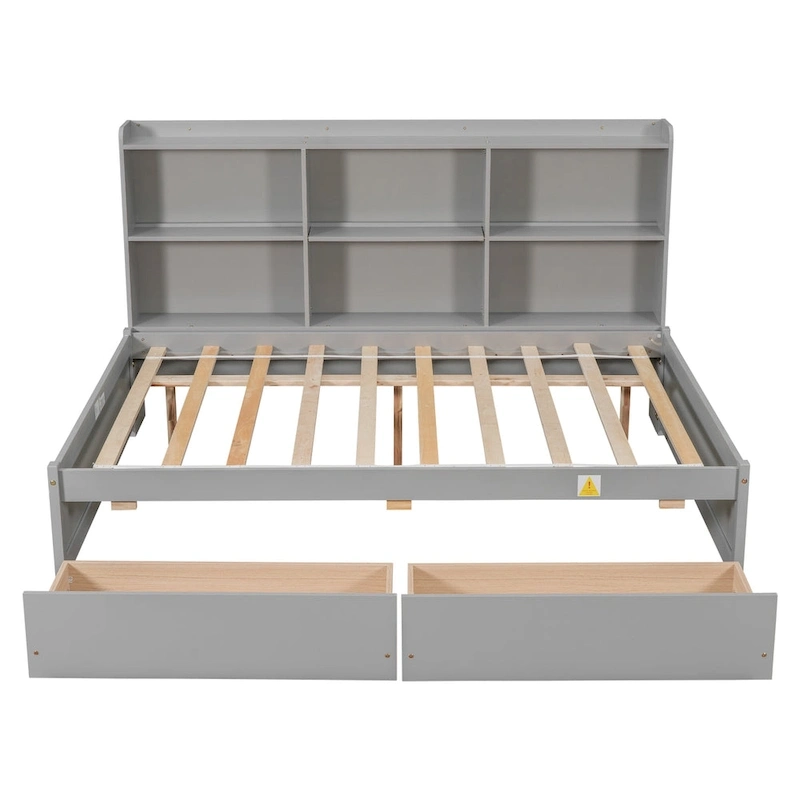 Full Bed with Side Bookcase Drawers