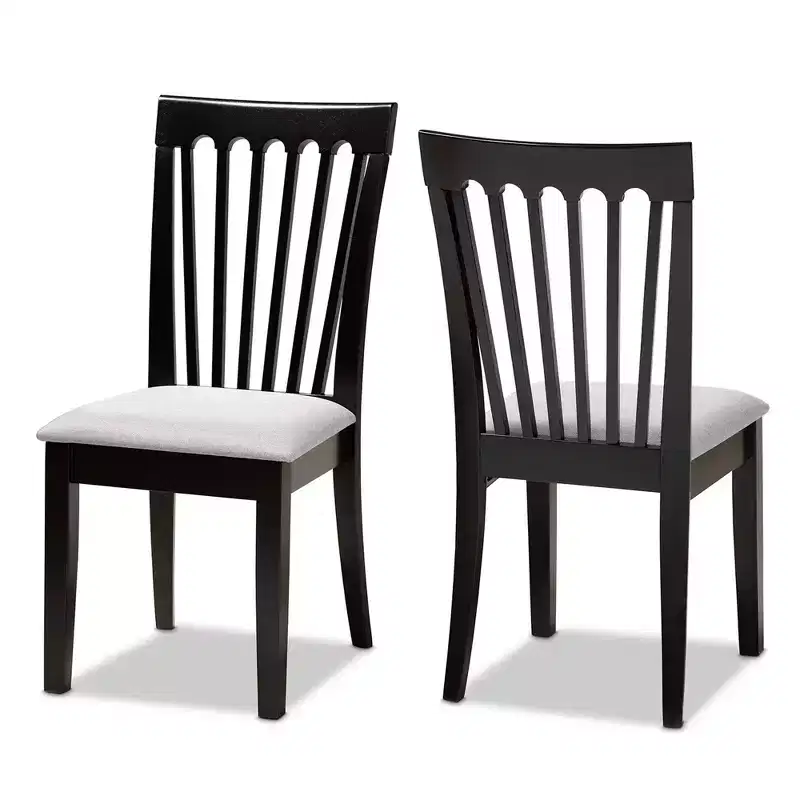 Set of 2 Minette Dining Chair Gray/Espresso - Baxton Studio: Solid Wood Frame, Foam-Padded, Modern Design