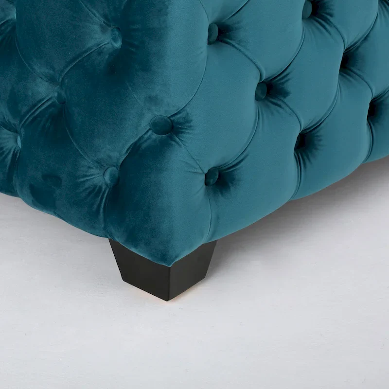 Jaymee Modern Glam Button Tufted Velvet Ottoman